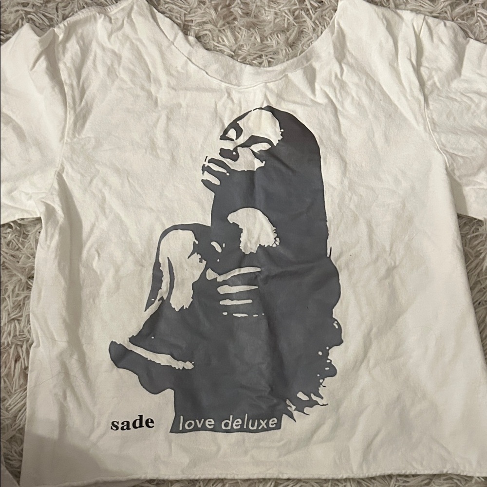 White Graphic Tee with Sade Print